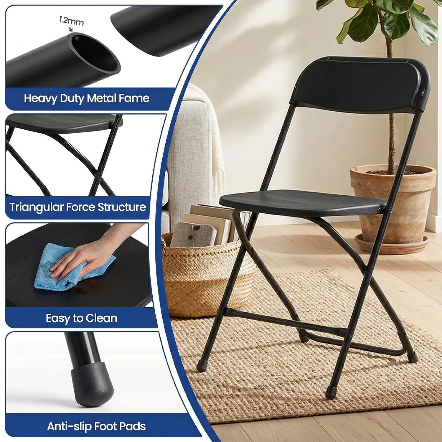 كرسي قابل للطي أسود بإطار معدن - مراجعة Outdoor Furniture Metal Chairs وسعره